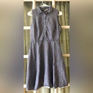 Artisan NY size 8 linen and cotton chambray dress with white hem piping EUC